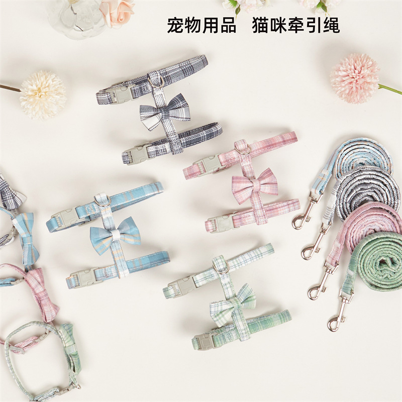 Fabricante directo de Amazon nuevo arco de mariposa gato cuerda de tracción anti-desprendimiento ajustable pasear cuerda de gato suministros para gatos