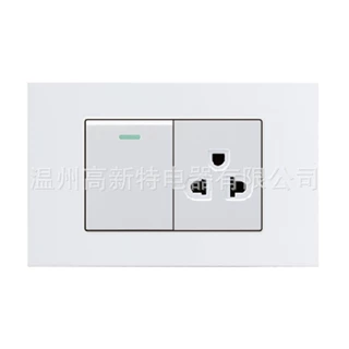 外贸美式开关VB系列-VB15YS-2  一开双控&amp;一位泰式插座 秘鲁插座