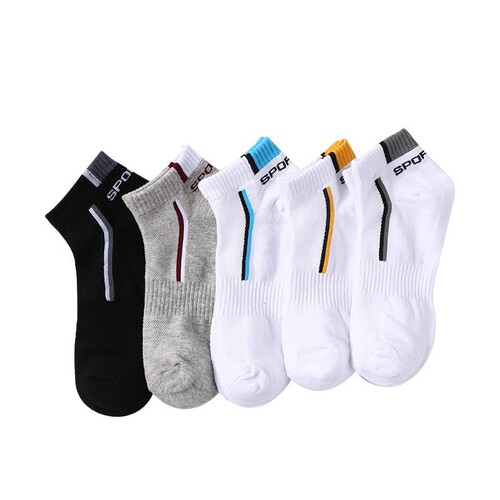 Men's Ankle Socks with Letter Mesh Crew Socks Spring and Summer Light Mouth Breathable Sports Anti-Odor Matchable Pure Cotton Crew Socks Wholesale