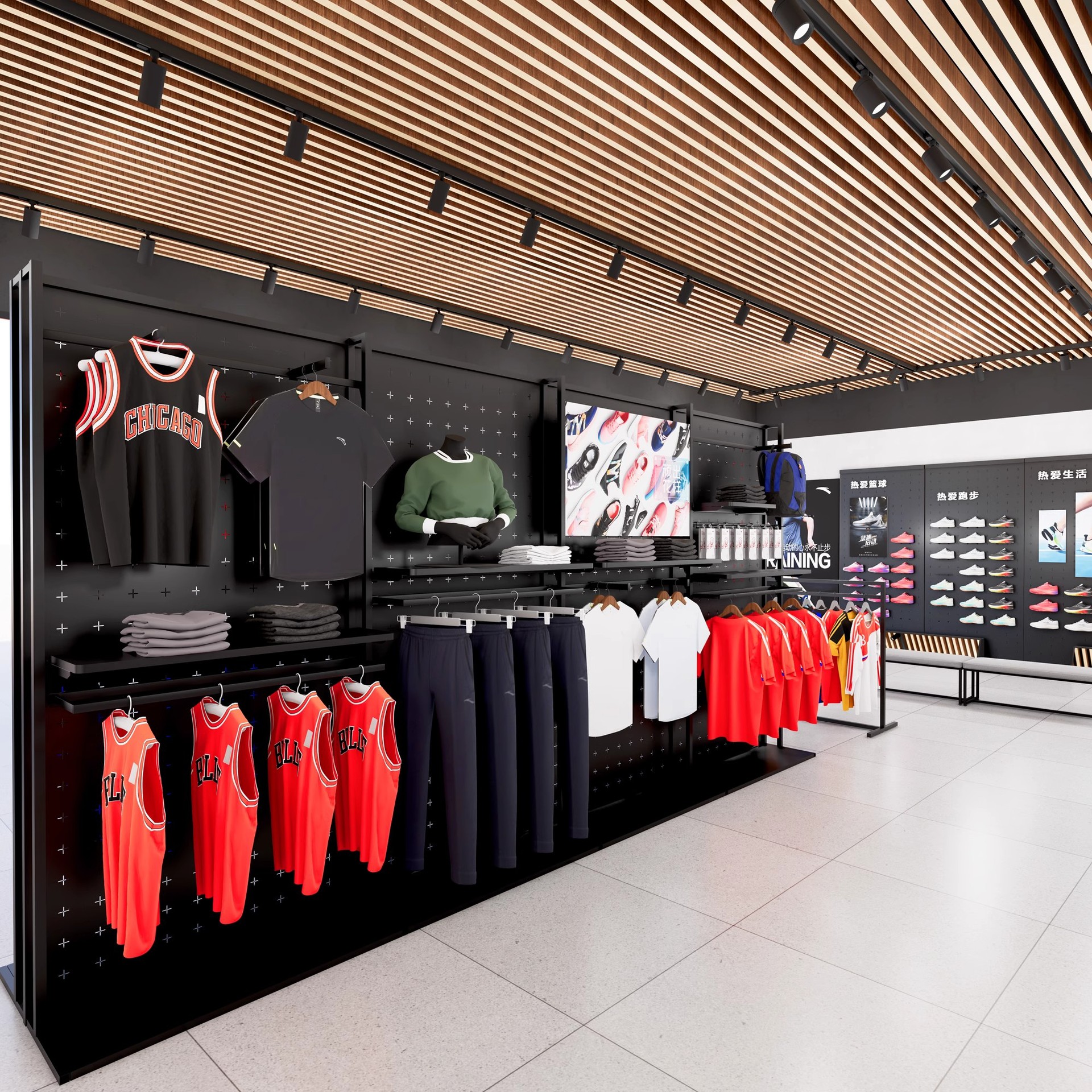 Tienda de ropa transfronteriza estante de exhibición de zapatos deportivos estante de exhibición de zapatos y ropa centro comercial estante de exhibición de productos de hierro