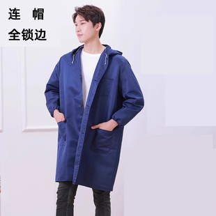 Hooded dust-proof blue coat storage logistics workshop handling robe Four Seasons men's and women's labor protection long work clothes