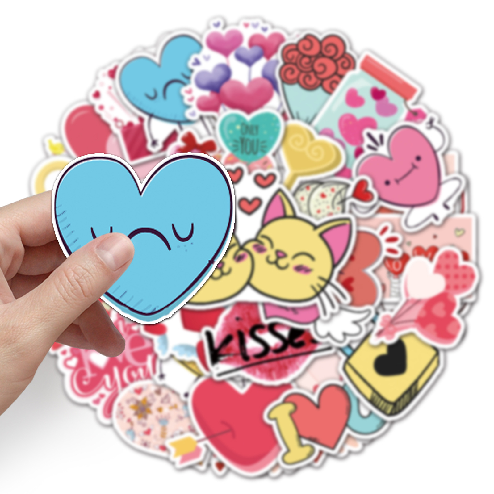 PVC Material Love Pattern Cute Style Cute Cartoon Diy Scooter Car Luggage Decorative Stickers 1 Set