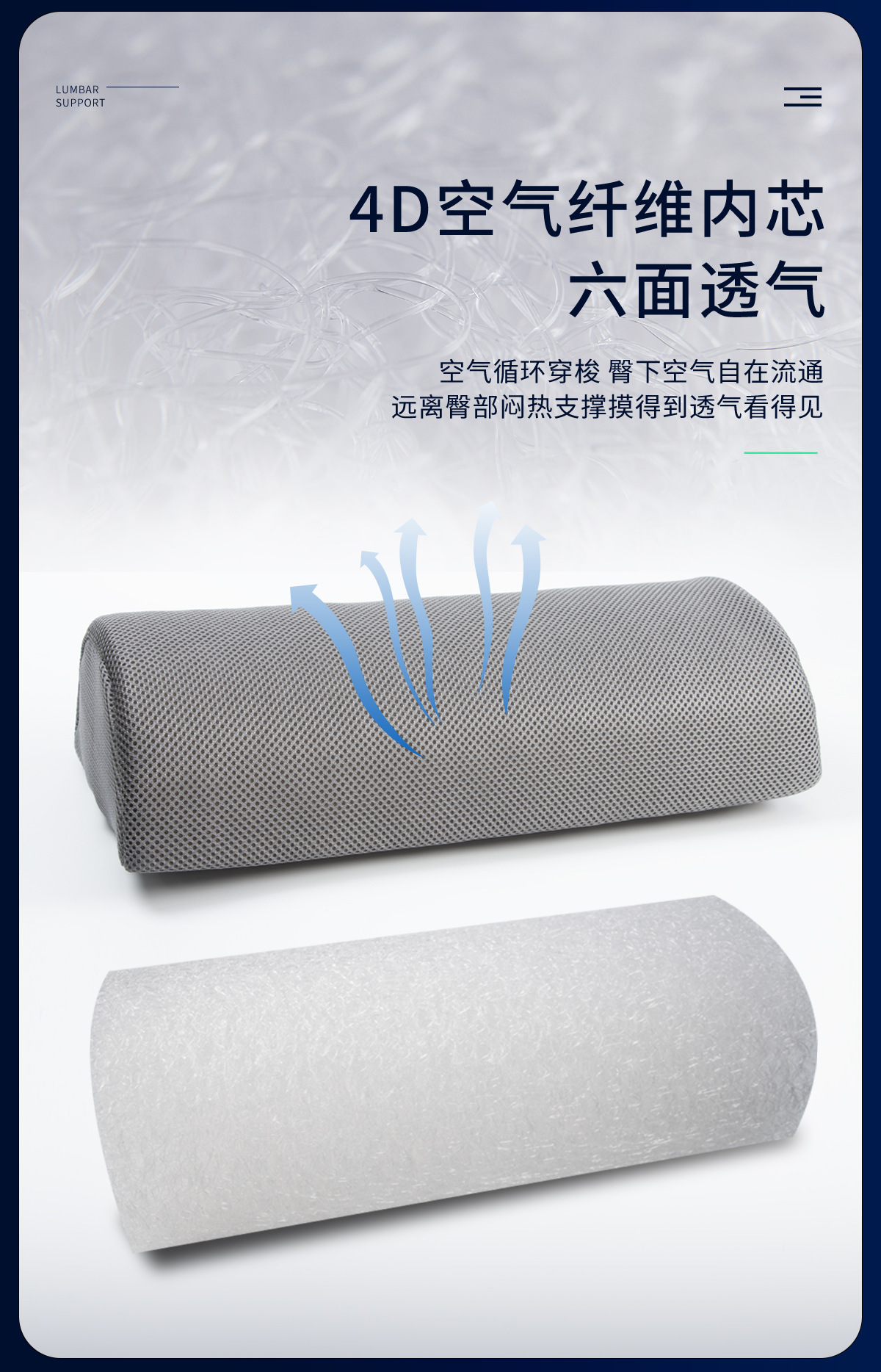New Car Lumbar Support 4D Air Fiber Cushion, Breathable Waist Support for Car Seat Backrest