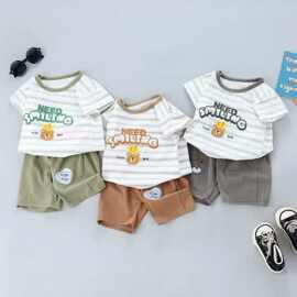童装男童夏装a类纯棉男宝宝分体套装可爱舒适婴儿外穿两件套衣服