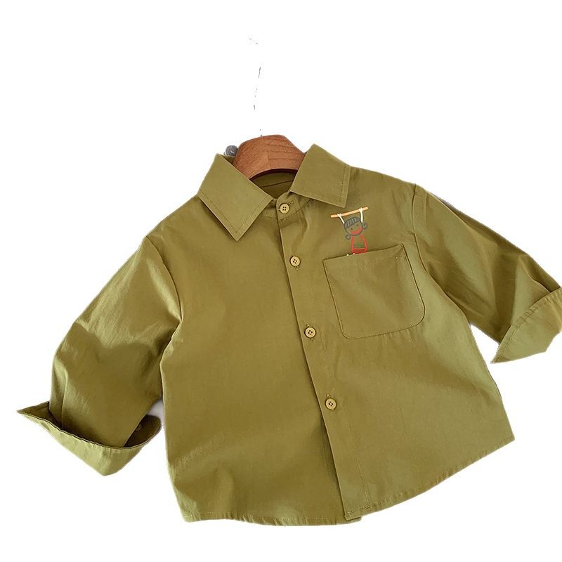 7069 ropa para niños camisas para niños primavera y otoño 2025 nueva camisa de manga larga para niños primavera chaqueta fina de celebridades de Internet primavera