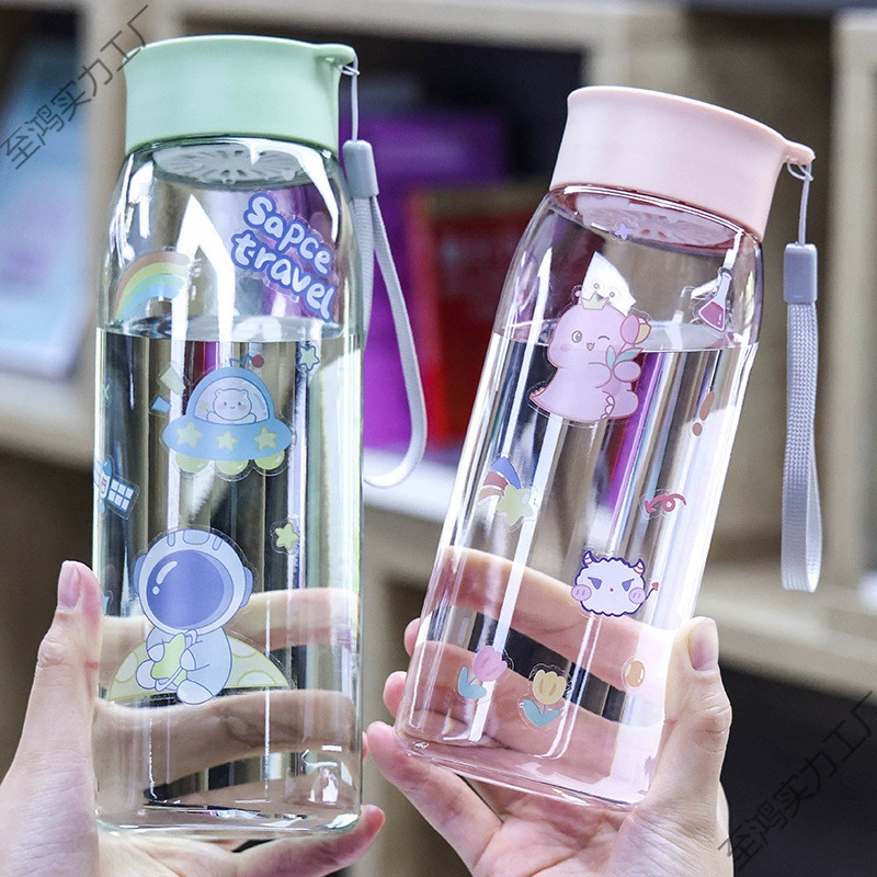 Стильный и милый студенческий спортивный портативный стакан для воды, летний, простой, из высокотемпературного пластика, для улицы.