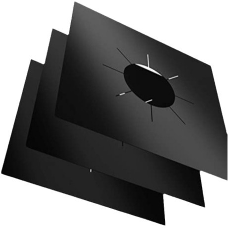Negro estufa de gas almohadilla protectora incombustible antiadherente estufa de gas pad 0,2mm teflón antiadherente 27*27cm