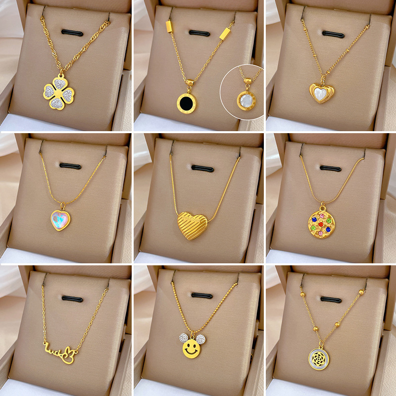 【Full Titanium Steel】Trendy Minimalist Style Real Gold Necklace for Women, Popular on Instagram, Clavicle Chain 【Full Titanium Steel】Trendy Minimalist Style Real Gold Necklace for Women, Popular on Instagram, Clavicle Chain