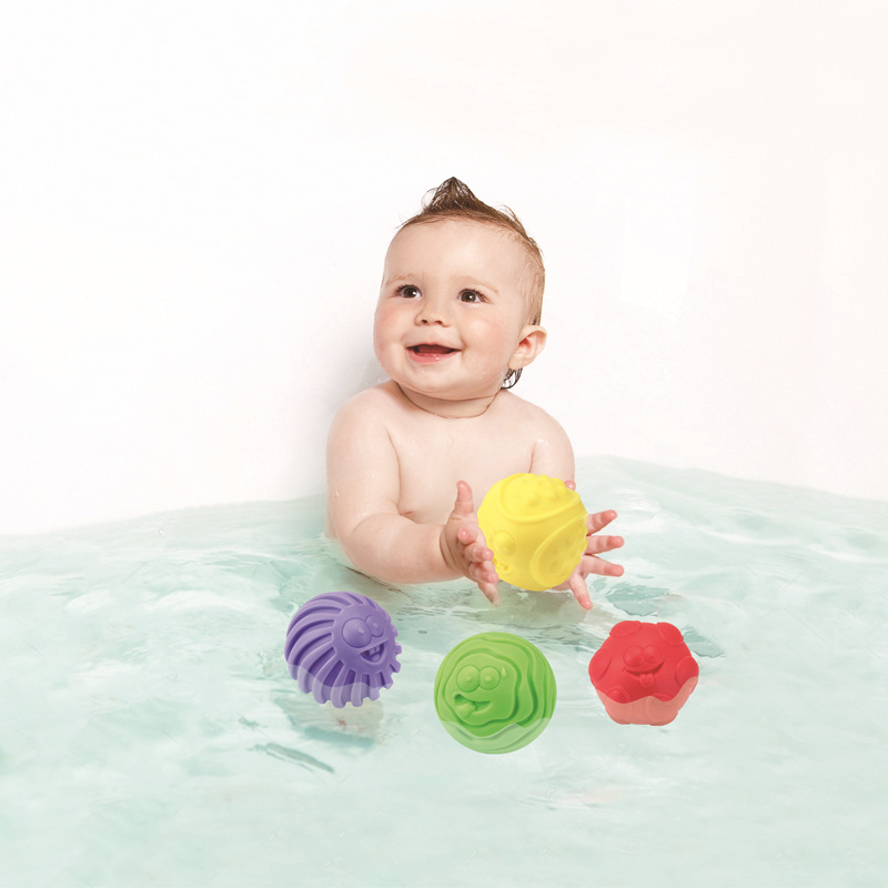 Cross-border baby 3D touch ball soft rubber multi-texture hand grasping ball baby sensory learning climbing Manhattan ball massage toy