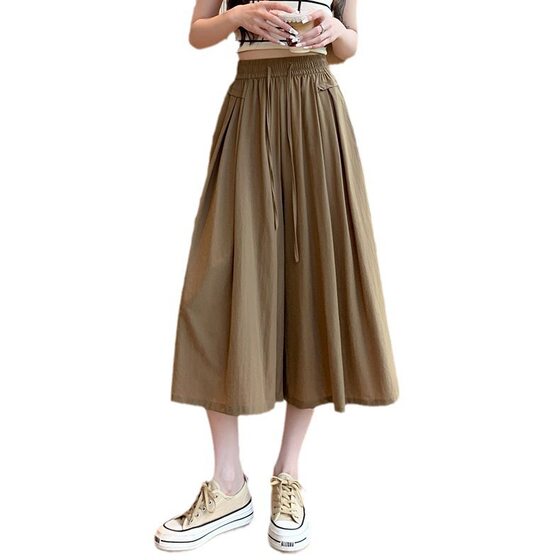 Yamamoto Culottes Women's Summer High-Waist Wide-Leg Pants Loose-Fit Slimming Thin Casual Half-length Wide-Leg Cropped Culottes