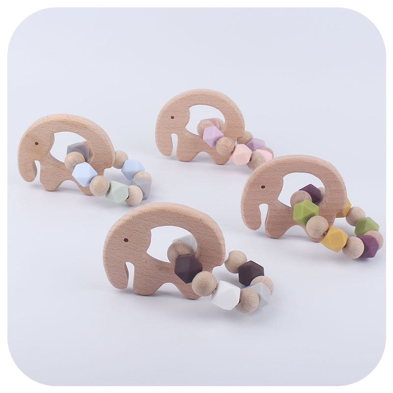 INS Amazon nuevo elefante bebé Beech teether pulsera bebé cuentas de silicona juguete dientes molienda palo