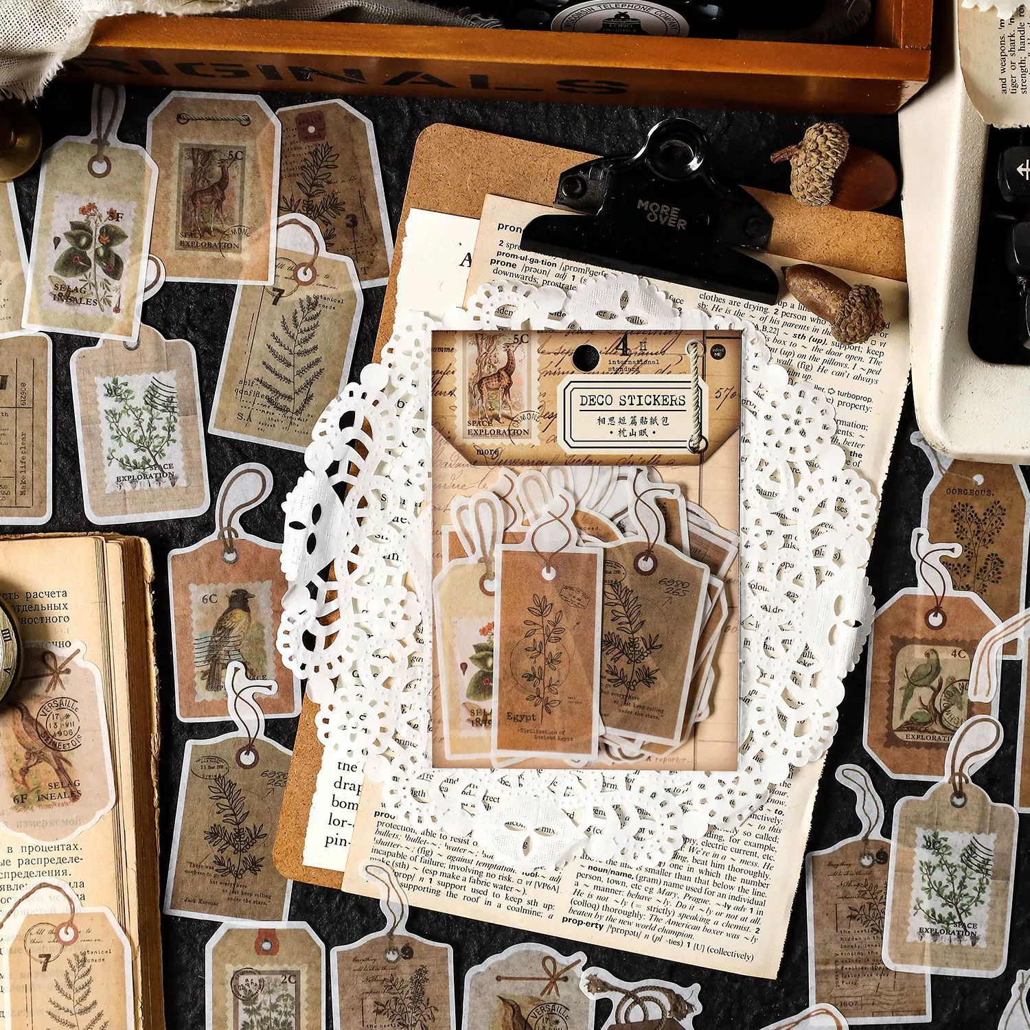 Infeel.ME Acacia Short Story и Paper Paper Paper Bags Vocal Botanical Handbook Material Decoration Patch