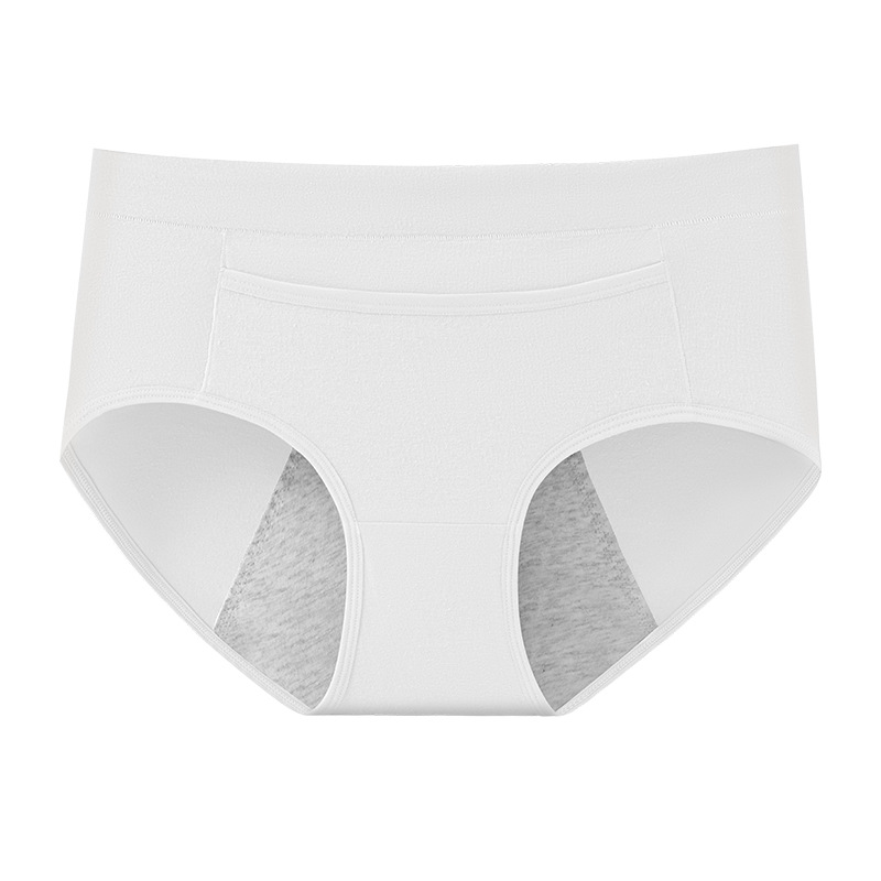 Ropa interior fisiológica de cintura media, entrepierna de algodón puro para mujer, período menstrual, tres capas de bolsillos para el abdomen cálidos, a prueba de fugas, tía, algodón largo