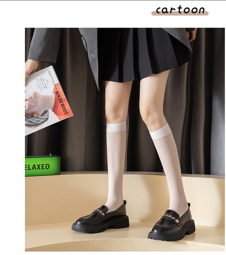 Calf stockings women's mid-calf socks white jk summer thin high-calf over-the-knee socks summer half black calf socks