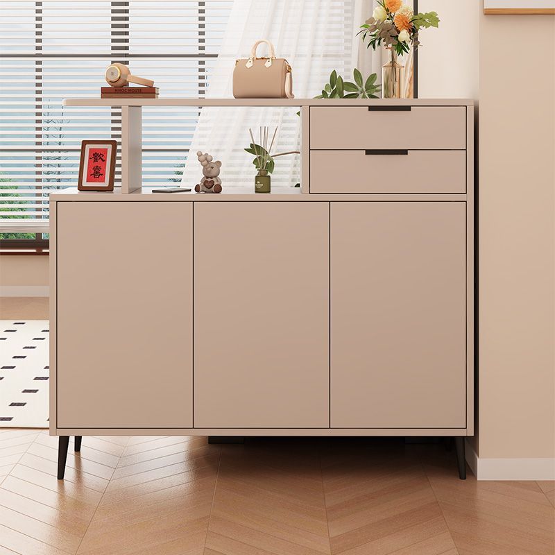 Solid Wood Entrance Cabinet Shoe Cabinet Integrated Home Entrance Living Room Partition New Double-Sided Storage Cabinet Cream Style Storage Cabinet