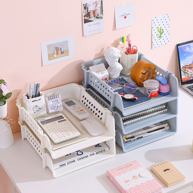 Office Desk A4 File Box Home Bathroom Toilet Storage Rack Stackable Layered Plastic File Rack Office Desk A4 File Box Home Bathroom Toilet Storage Rack Stackable Layered Plastic File Rack