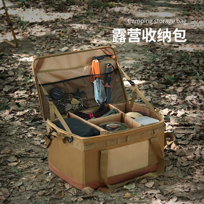 Bolsa de almacenamiento para acampar al aire libre, equipo duro, utensilios de cocina de gran capacidad, estufa, caja de almacenamiento de herramientas, bolsa de almacenamiento plegable