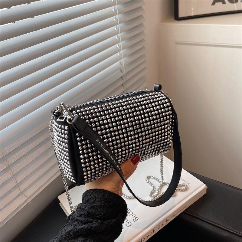 质感水钻包包女2022新款潮洋气爆款包腋下包百搭链条单肩斜挎女包