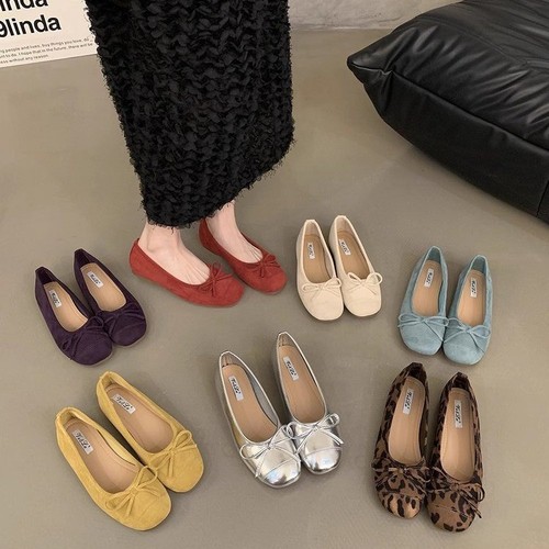 Gentle ballet flat shoes, French candy soft sole, silver new Chinese style red single shoes, autumn small Shouchang wind women's shoes