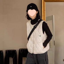 女士棉马甲日系叠穿菱格秋春夏洋气新款外穿薄款马夹内搭背心