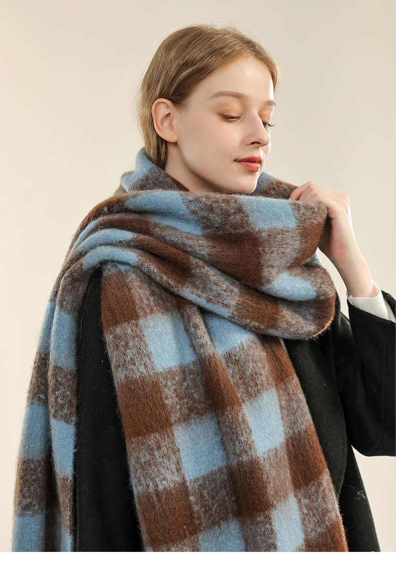 Yu Shuxin's same checkered scarf for women in winter, with a luxurious versatile couple shawl, thickened and warm scarf,_voghion.com