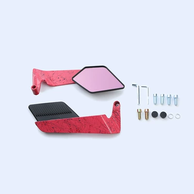 New Motorcycle Fixed Wing, Motorcycle rearview mirror - artistic-pattern-black-mirror-case-rose-red-purple-mirror