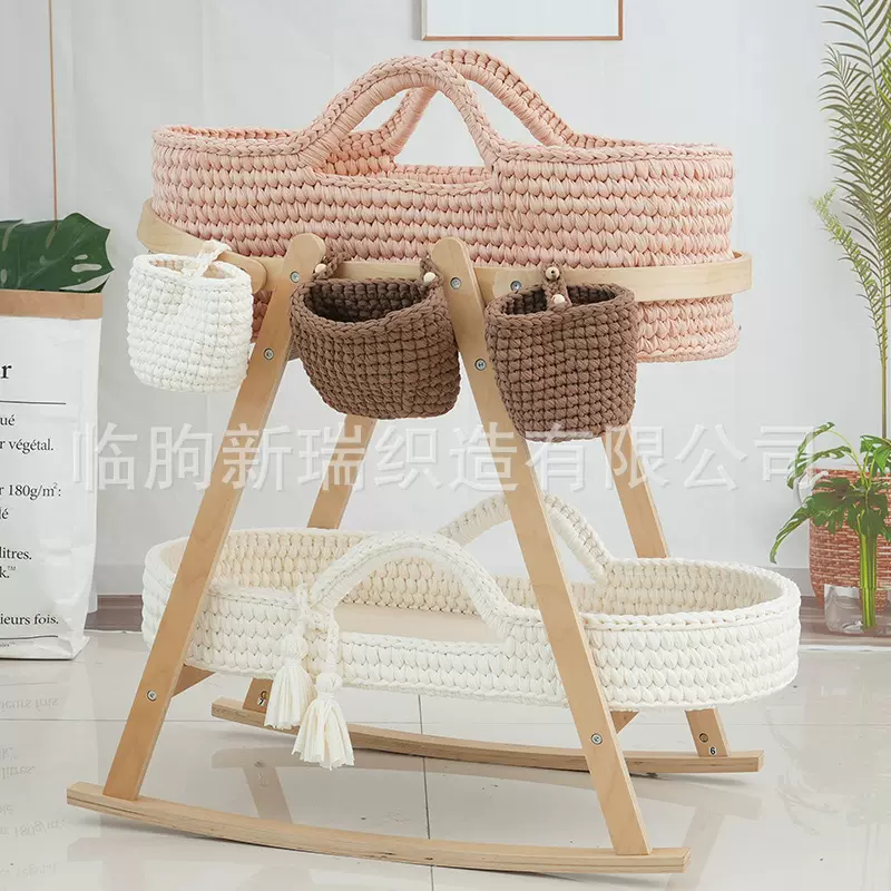 亚马逊热卖新款编织摩西篮妈咪包奶瓶尿不湿篮子柔软舒适