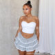 2025 Summer European and American Explosions Elastic Lace-up Solid Color Street Hot Girl Cake Skirt Ruffled Skirt Skirt