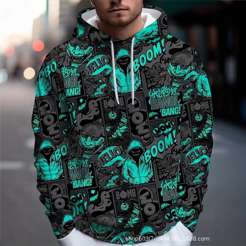 Hot-selling men's colorful clown-themed 3D digital-print hoodies—direct from the source factory, available in Europe and the U.S.