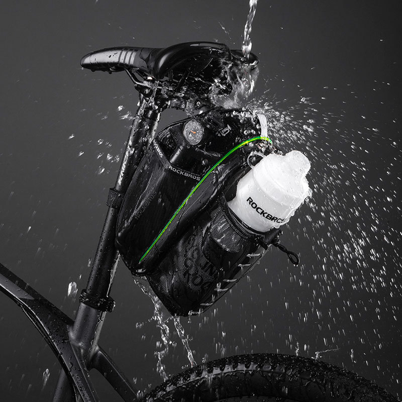 Rock Brothers Luminous Bicycle Tail Mountain Összecsukható Kerékpár Könnyű Vizes Palackkal Hátsó Nyeregtáskával_voghion.com