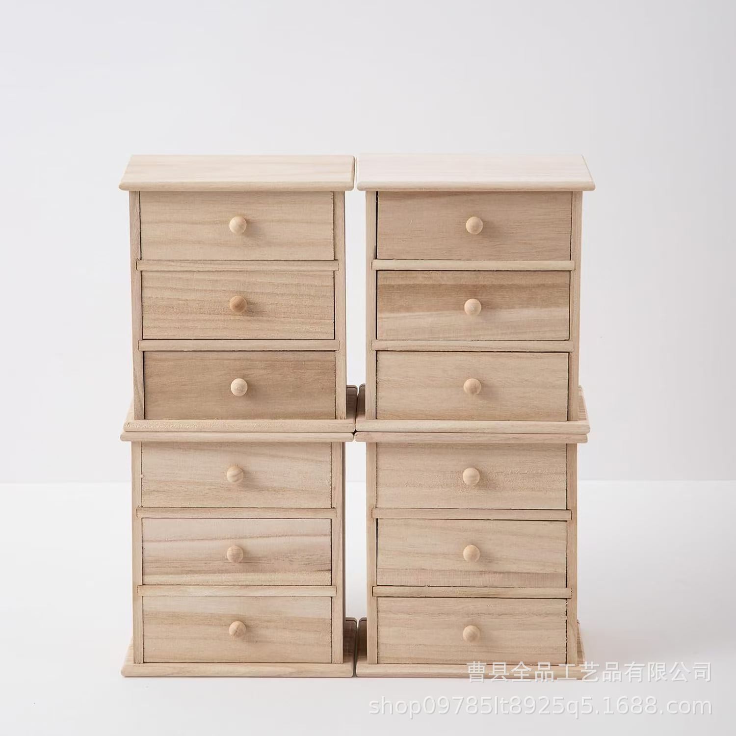 Mini caja de almacenamiento de madera de escritorio, artesanía de madera, cajón de tres capas, acabado de artículos diversos, caja de almacenamiento de accesorios hechos a mano de bricolaje