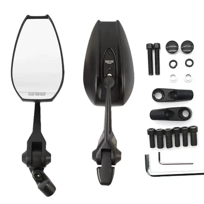 Small Japanese Motorcycle Rearview: Motorcycle rearview mirror - aos4-black-white-glass-with-logo