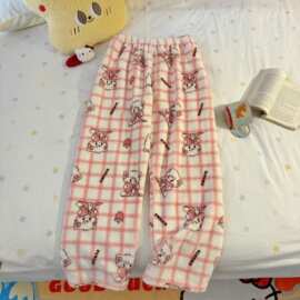 02暖暖裤睡衣女冬季加厚珊瑚绒家居裤秋可外穿宽松保暖慵懒睡裤