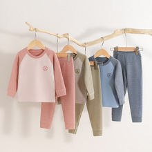 男女童春秋新款德绒拼色居家宝宝套装保暖儿童保暖内衣套装