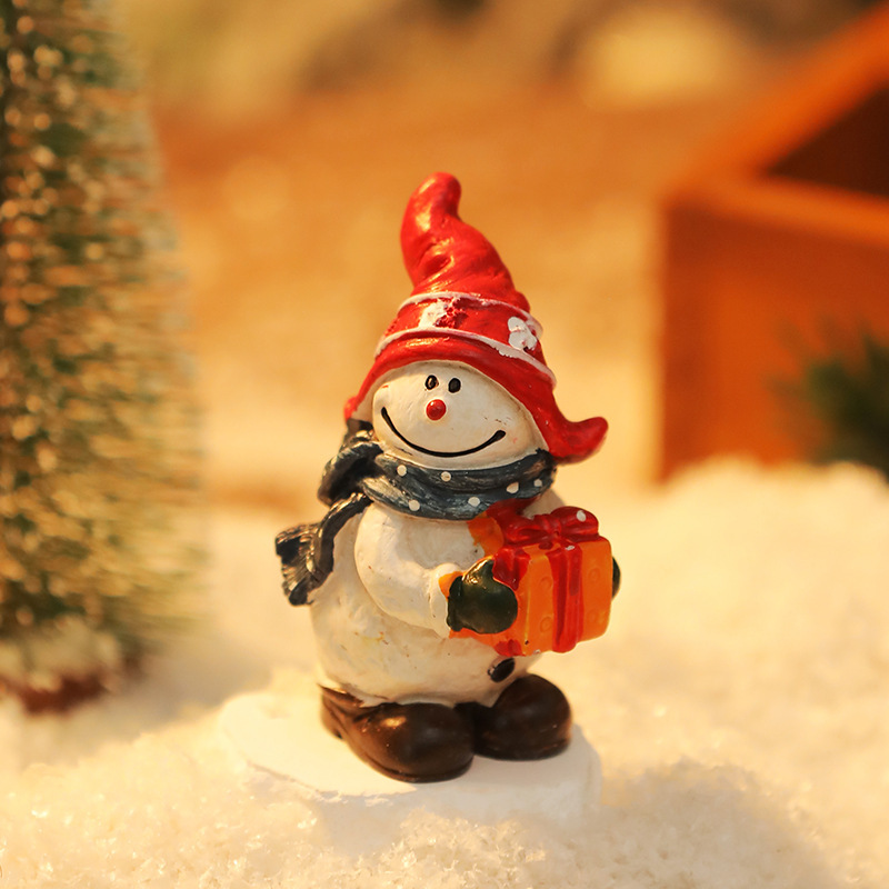 クリエイティブ雪だるまサンタクロースデスクトップクリスマス装飾小物ミニクリスマスシーン配置撮影小道具|undefined