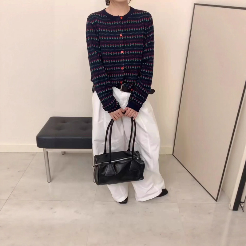 韩系圆领提花针织开衫女2025新款早秋季穿搭宽松外套百搭长袖上衣|undefined