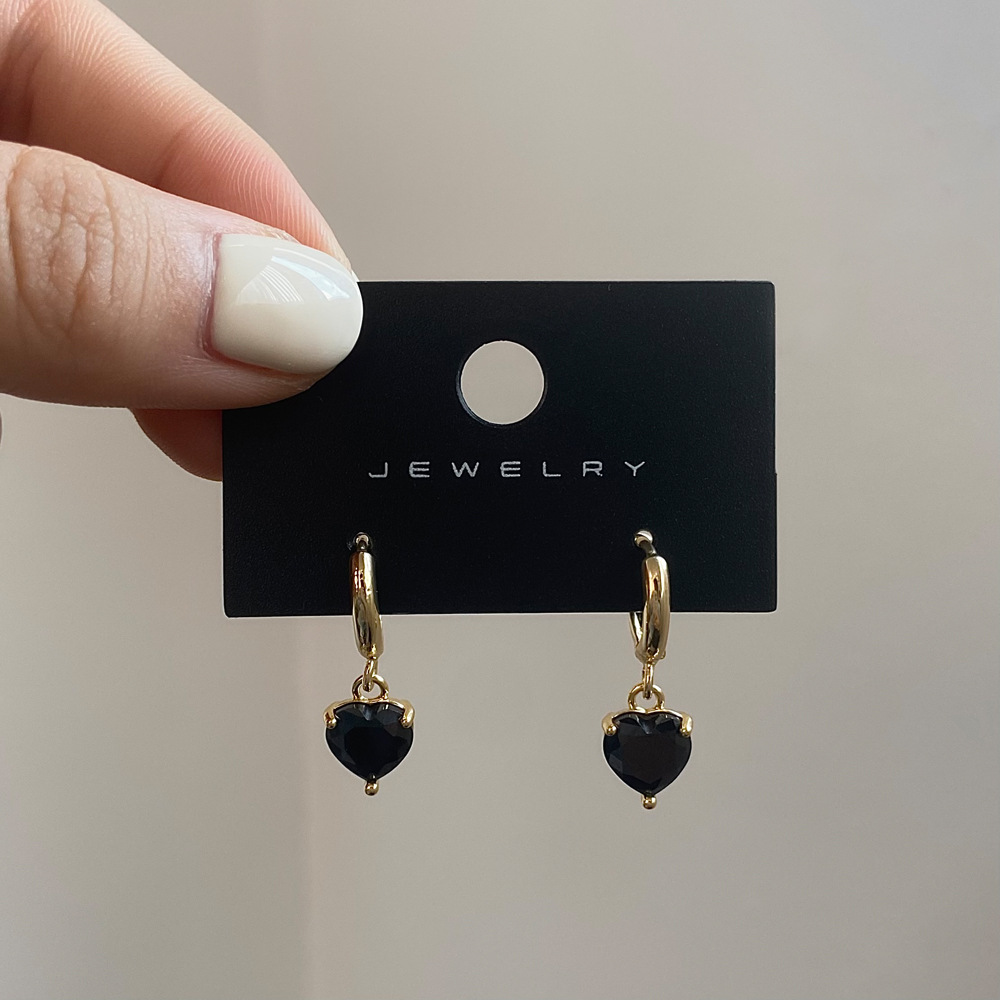 Heart Shape Pattern Women's Gender 1 Pair Elegant Heart Shape Plating Inlay Copper Zircon Gold Plated Earrings