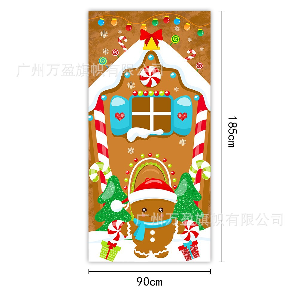 2025 nuevos productos de navidad cortina de bandera Santa Claus para ver la hoja de regalo decoración de tela colgante Bandera de bienvenida de Navidad