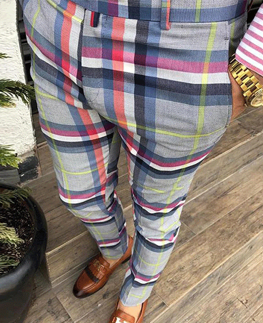 Nueva primavera y otoño pantalones casuales de negocios los hombres 3D impreso Plaid moda ropa Amazon Venta caliente