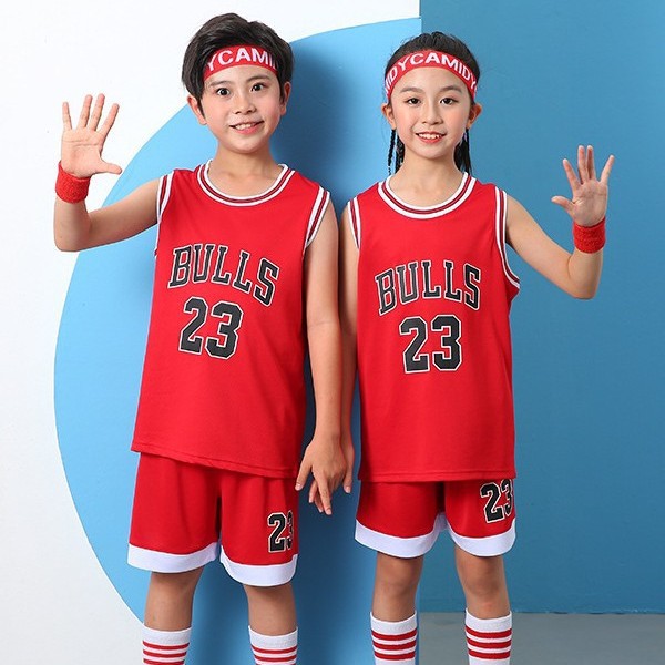 Children's Basketball Uniforms Bulls No. 23 Kobe Bryant Jerseys Boys and Girls Sports Vests Student Professional Training Uniforms Customized