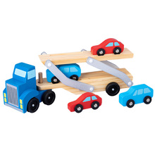 儿童木制玩具工程车双层运输车模型早教益智木质玩具工程车批发
