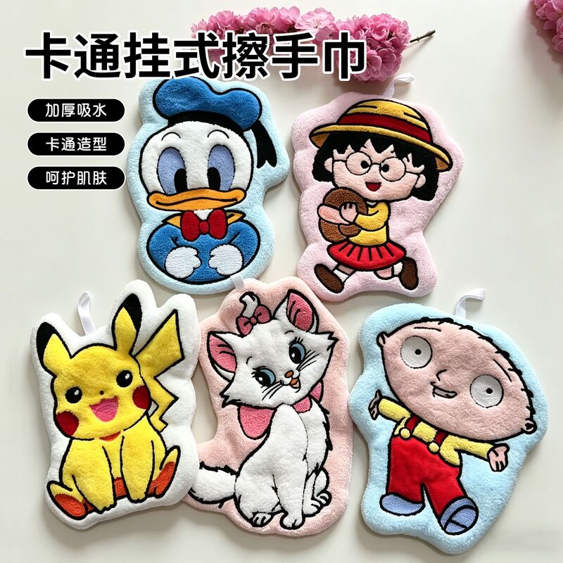 Wholesale Cartoon Hanging Hand Towels for Home Kitchen and Bathroom, Absorbent Hand Towels, Cute Hanging Hand Towels for Children