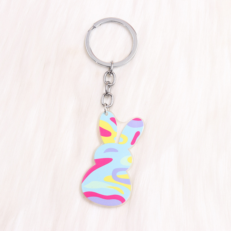 Simple Style Rabbit Animal Stainless Steel Arylic Printing Easter Keychain display picture 17