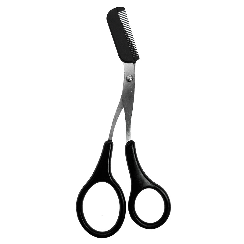 Tijeras de corte de cejas de acero inoxidable lijado con peine de cejas Tijeras de corte de cejas