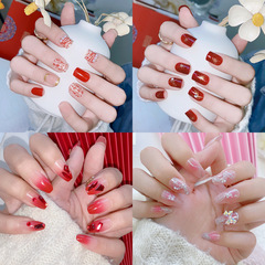 Wearable Short Nails—Aurora K9 Handcrafted Rhinestone Design, Perfect for Short Ballet-Style or Square Bridal Nails; Ideal for New Year's Eve, Valentine's Day, and Special Occasions