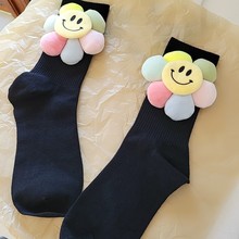 30125可爱彩色太阳花 黑色袜子