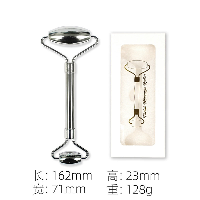 Dispositivo de belleza con rodillo de acero inoxidable para hombres y mujeres, bastón de masaje compacto y práctico, bastón de masaje con rodillo de doble cabezal al por mayor