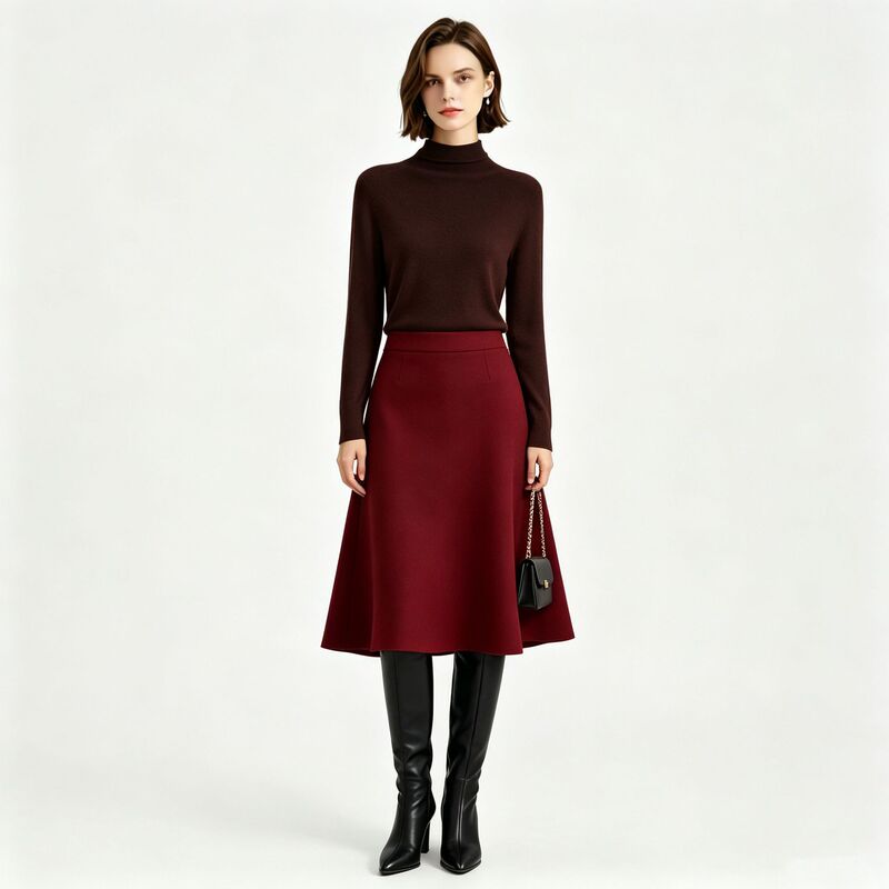 New autumn women's ultra-fine merino wool knit sweater, women's half-high collar solid color base shirt top