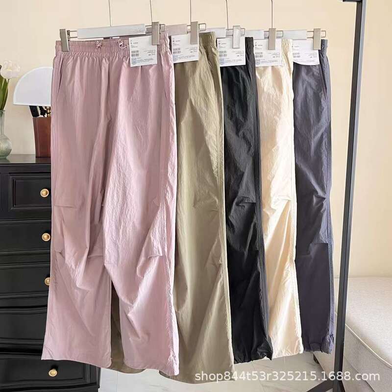 2024 Spring/Summer New Loose Casual Wide-Leg Cargo Jogger Pants Parachute Trousers for Women 464888 High Waist