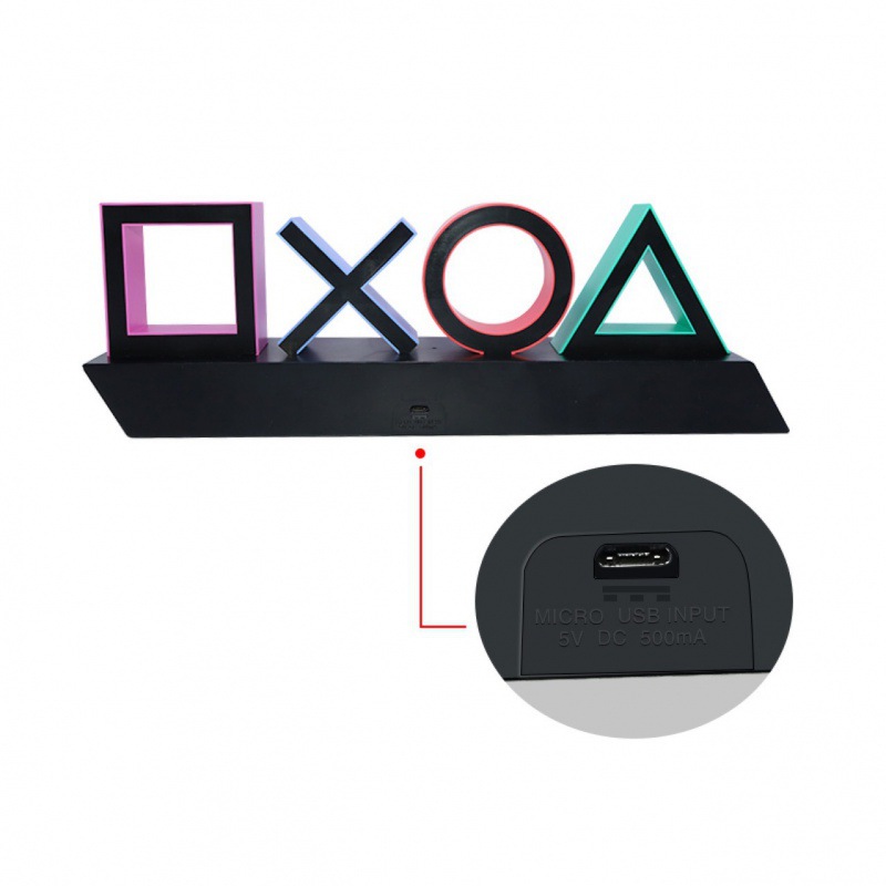 Transfronterizo nuevo icono creativo luz ps5/PS4 atmósfera luz XO juego icono luz escena atmósfera decorativa lámpara de mesa